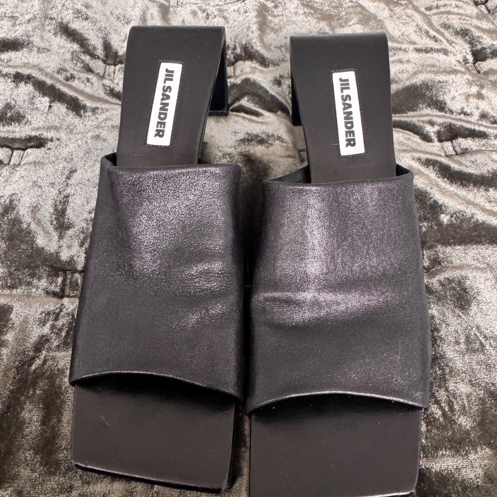 Jil Sander Black Leather Mules